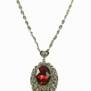 silver necklace pendant with garnet inlay