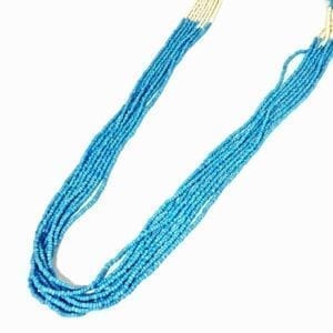 layered necklace with strings of sky blue beads