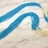 LONG TURQUOISE & WHITE SEED BEAD MULTI STRAND NECKLACE - Image 3