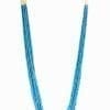 LONG TURQUOISE & WHITE SEED BEAD MULTI STRAND NECKLACE - Image 4