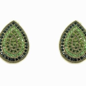 teardrop earrings with tiny green crystals