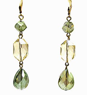 earrings with olive-green and yellow gems