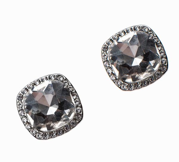earrings studs with square cut gray gems