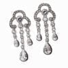 earrings with clusters of white crystal gems and elaborate design