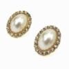 pair of earrings with large oval pearls