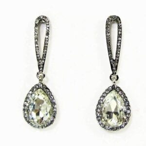 earrings with light-green teardrop crystals