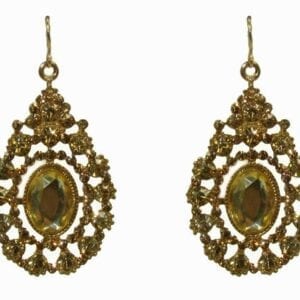 earrings with vintage design and olive-green gem