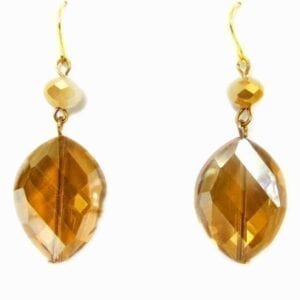 pair of earrings with leaf-shaped amber gems