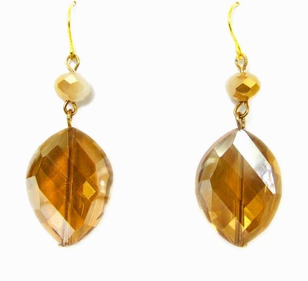 pair of earrings with leaf-shaped amber gems