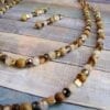 DOUBLE ROW NECK & EARRING SET WITH STONE, GLASS, AND METAL BEADS - Image 3