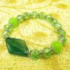 Green Glass And Crystal Stretch Bracelet - Image 5
