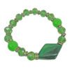 Green Glass And Crystal Stretch Bracelet