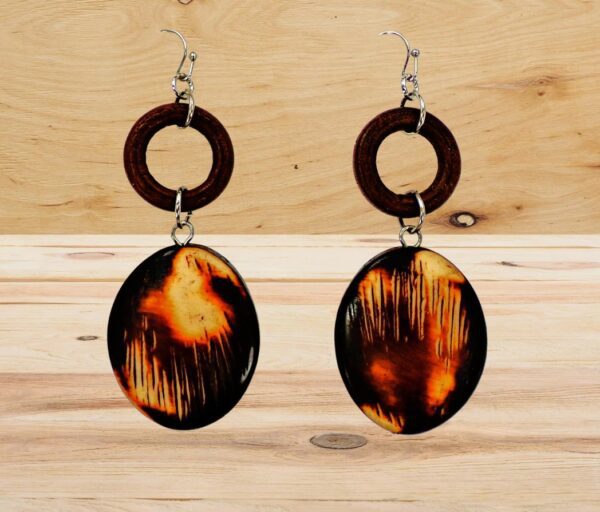 WOOD DOUBLE BEAD EARRINGS - Image 4