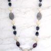 GRAY AND WHITE LONG BEADED LINK NECKLACE - Image 2