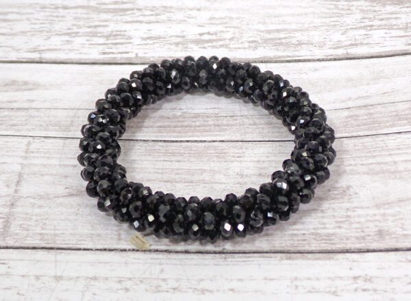 BLACK ALL GLASS BEADED STRETCH BRACELET - Image 10