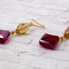 RED AND BEIGE GLASS BEAD EARRINGS - Image 5