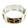 top view of a metal bracelet with animal print design