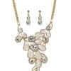 necklace and earrings with pearl and diamond gems arranged like vines