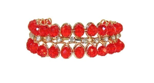 bangle with rows of bright red gemstones