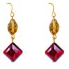 RED AND BEIGE GLASS BEAD EARRINGS