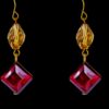 RED AND BEIGE GLASS BEAD EARRINGS - Image 7