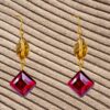 RED AND BEIGE GLASS BEAD EARRINGS - Image 8
