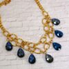 BLUE TEARDROP GLASS BEADED STATEMENT NECKLACE - Image 5