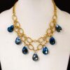 BLUE TEARDROP GLASS BEADED STATEMENT NECKLACE - Image 2