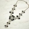 BLACK & CLEAR CRYSTAL STATEMENT NECKLACE WITH FLOWER STATIONS - Image 5