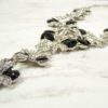 BLACK & CLEAR CRYSTAL STATEMENT NECKLACE WITH FLOWER STATIONS - Image 6