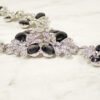 BLACK & CLEAR CRYSTAL STATEMENT NECKLACE WITH FLOWER STATIONS - Image 9