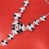 BLACK & CLEAR CRYSTAL STATEMENT NECKLACE WITH FLOWER STATIONS - Image 3