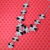 BLACK & CLEAR CRYSTAL STATEMENT NECKLACE WITH FLOWER STATIONS - Image 7