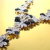 BLACK & CLEAR CRYSTAL STATEMENT NECKLACE WITH FLOWER STATIONS - Image 11