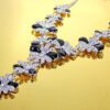 BLACK & CLEAR CRYSTAL STATEMENT NECKLACE WITH FLOWER STATIONS - Image 12