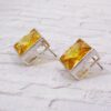 LARGE YELLOW SQUARE CUBIC ZIRCONIA EARRINGS - Image 3