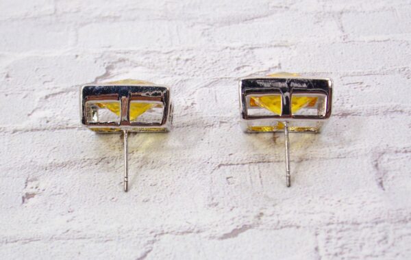 LARGE YELLOW SQUARE CUBIC ZIRCONIA EARRINGS - Image 7