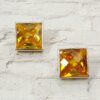 LARGE YELLOW SQUARE CUBIC ZIRCONIA EARRINGS - Image 4