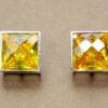 LARGE YELLOW SQUARE CUBIC ZIRCONIA EARRINGS - Image 6