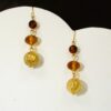 GOLD LEAF AND BROWN GLASS BEAD EARRINGS - Image 2