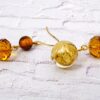 GOLD LEAF AND BROWN GLASS BEAD EARRINGS - Image 4