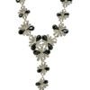 BLACK & CLEAR CRYSTAL STATEMENT NECKLACE WITH FLOWER STATIONS - Image 2