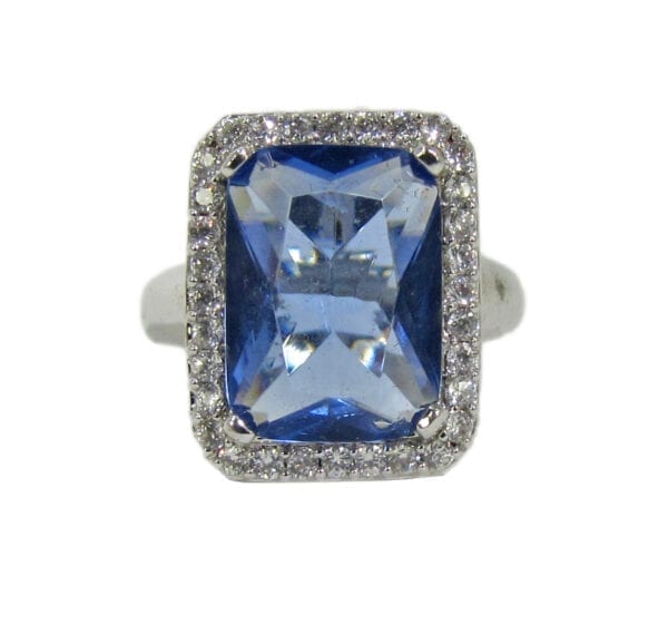 ring with square-cut sapphire crystal