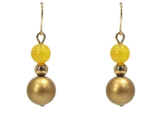 earrings with gold and yellow spherical gems