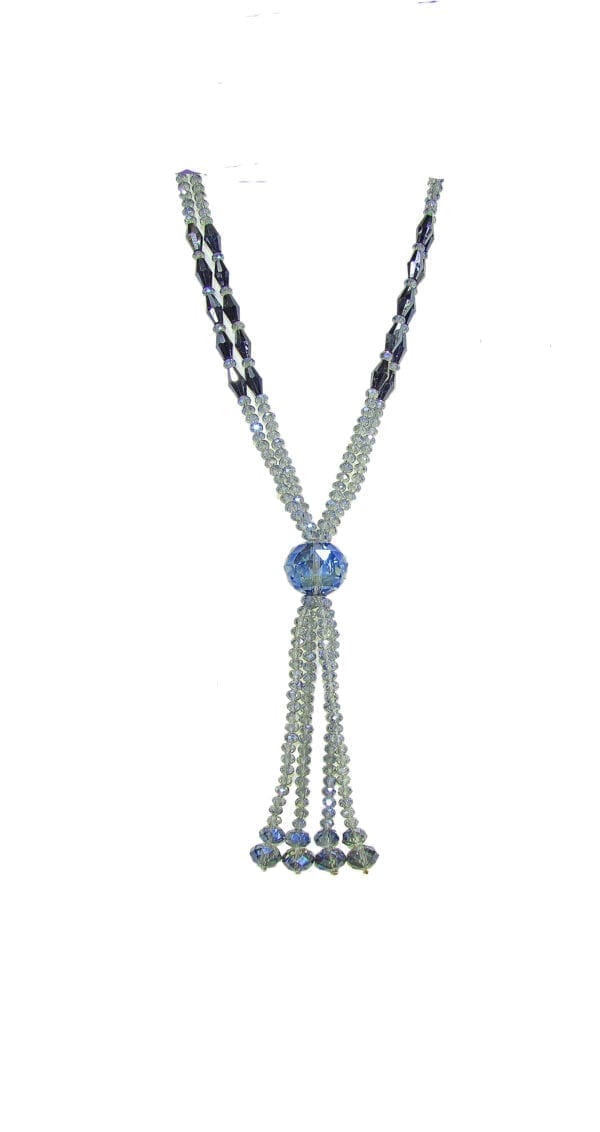 crystal necklace with large blue gem pendant