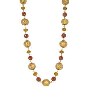 necklace with light brown spherical crystals