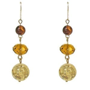 pair of earrings with brown gemstones