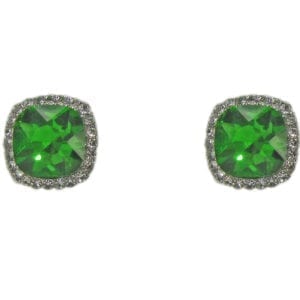 stud earrings with square cut green gems
