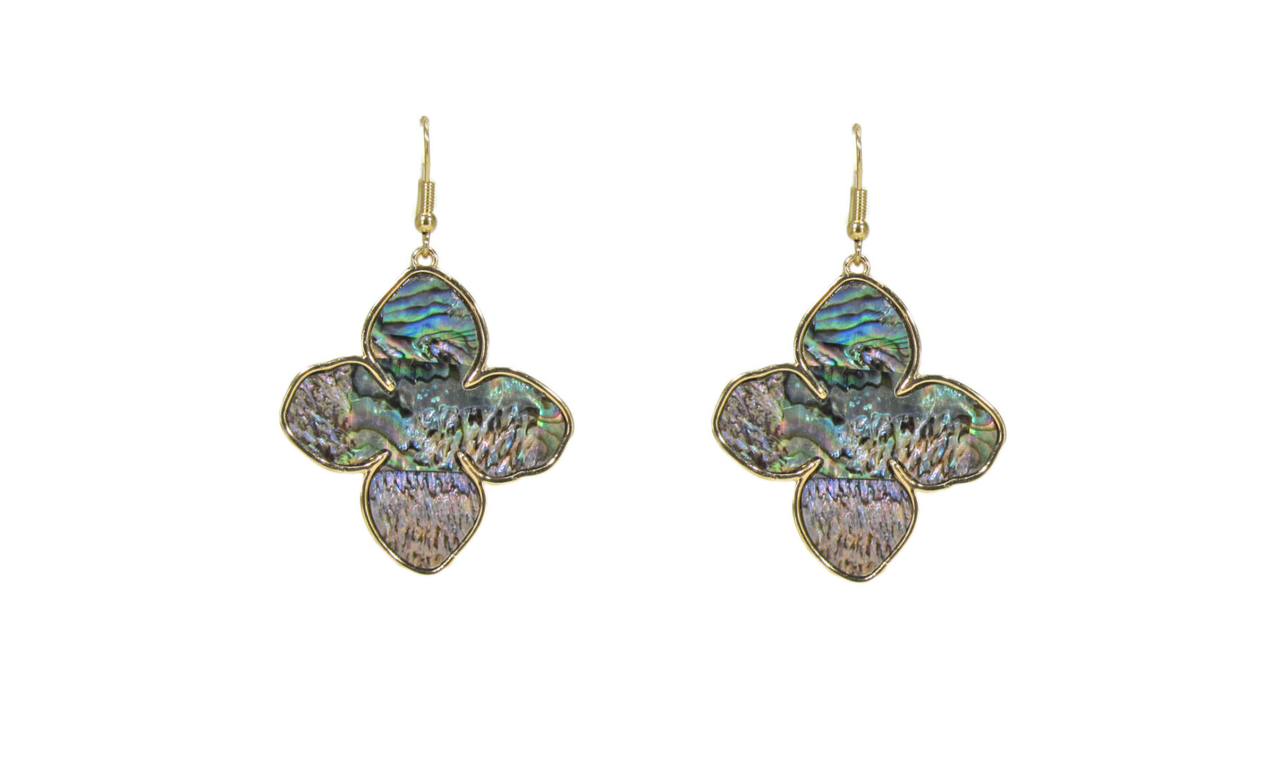 pair of clover earrings with opal finish
