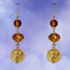 GOLD LEAF AND BROWN GLASS BEAD EARRINGS - Image 5